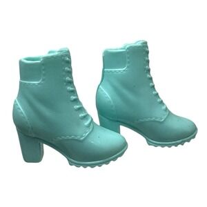 Barbie Platform Chunky Heels Boots Shoes Fashionistas Mattel Accessory Teal Blue